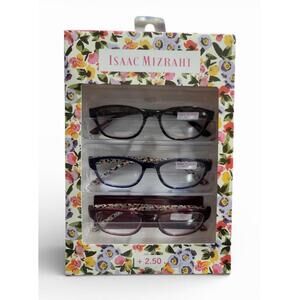Isaac Mizrahi Reading Glasses 3 Pack with Bold Colorful Frames +2.50 Diopter